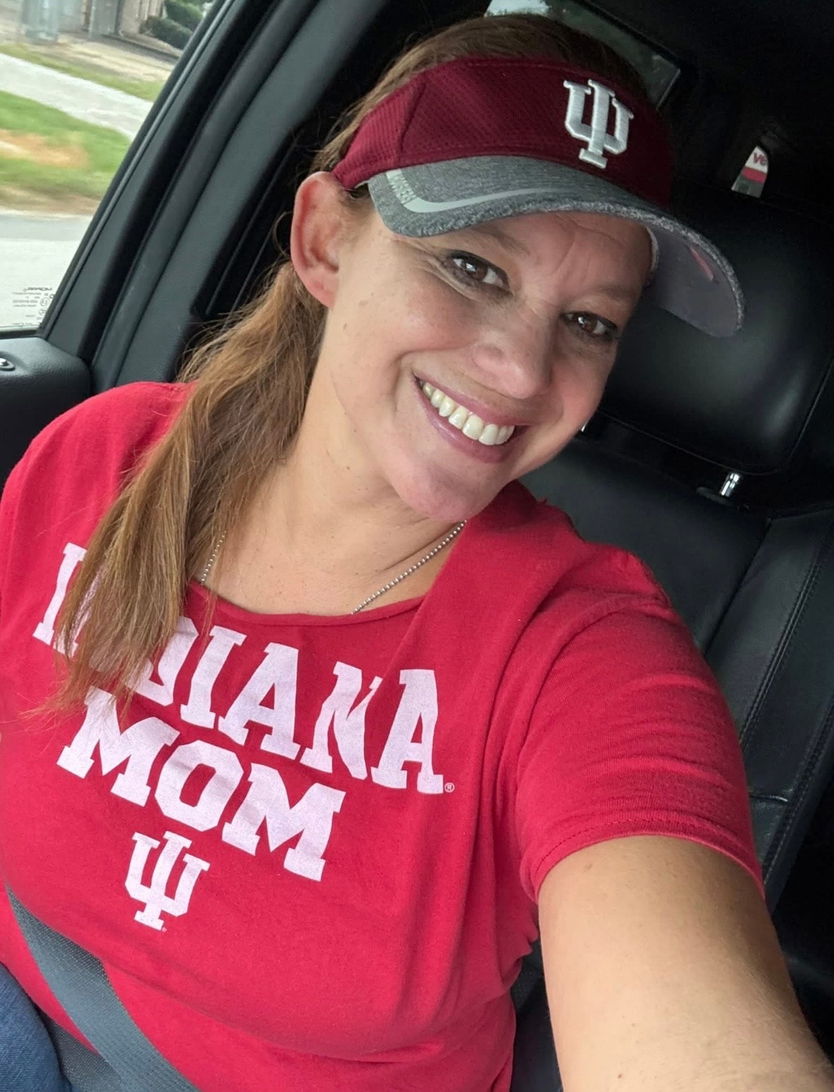 Shelly wearing Indiana Hoosiers gear